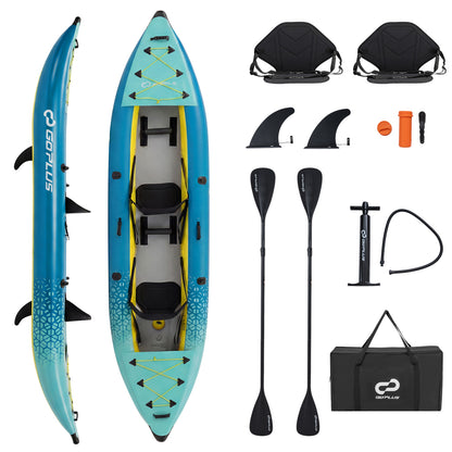Inflatable 2-Person Kayak Set, With Aluminium Oars And Repair Kit, Green