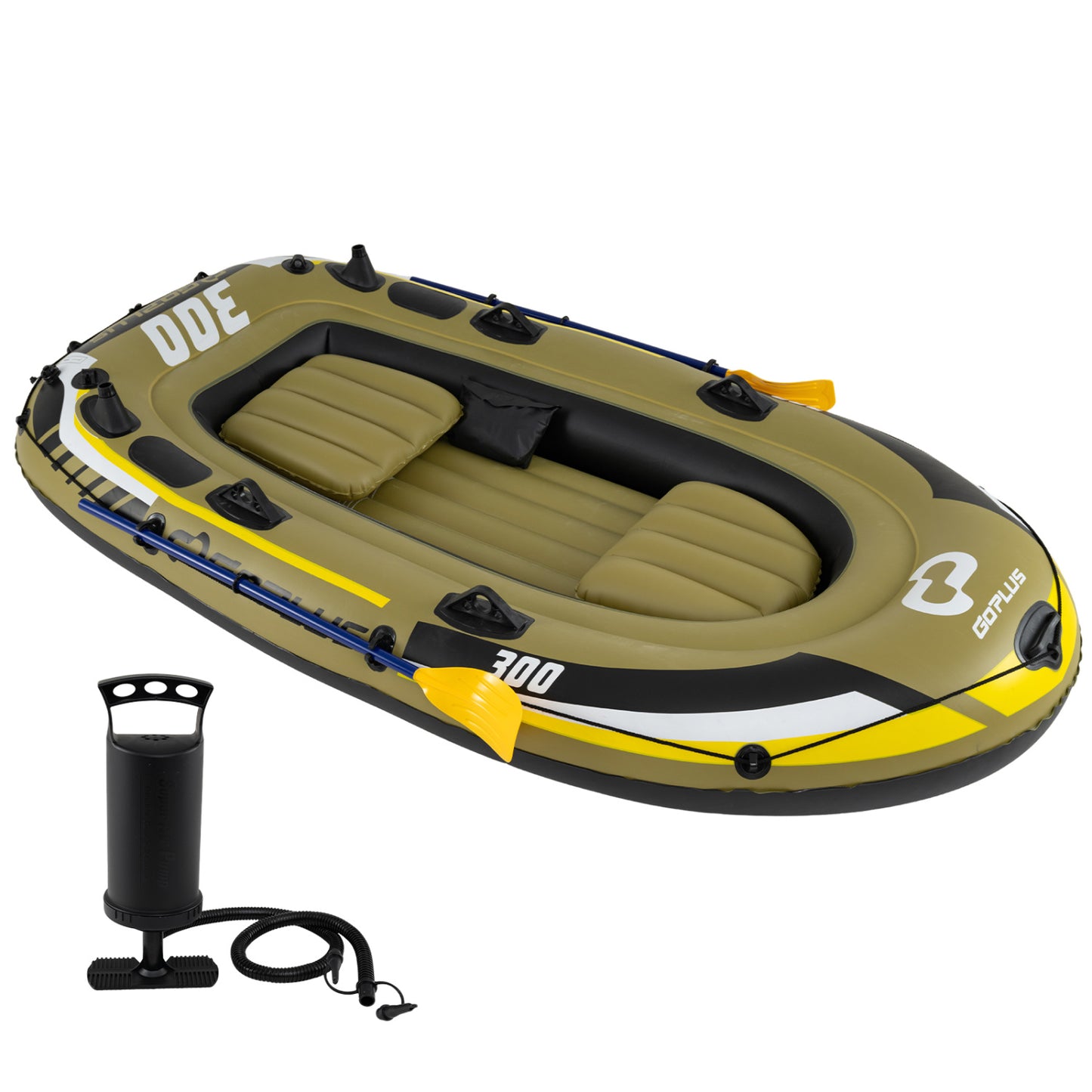 Inflatable Boat 3-Person Fishing Raft Set with Oars and Pump, Green Water Sports at Gallery Canada