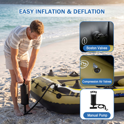 Inflatable Boat 3-Person Fishing Raft Set with Oars and Pump, Green Water Sports at Gallery Canada