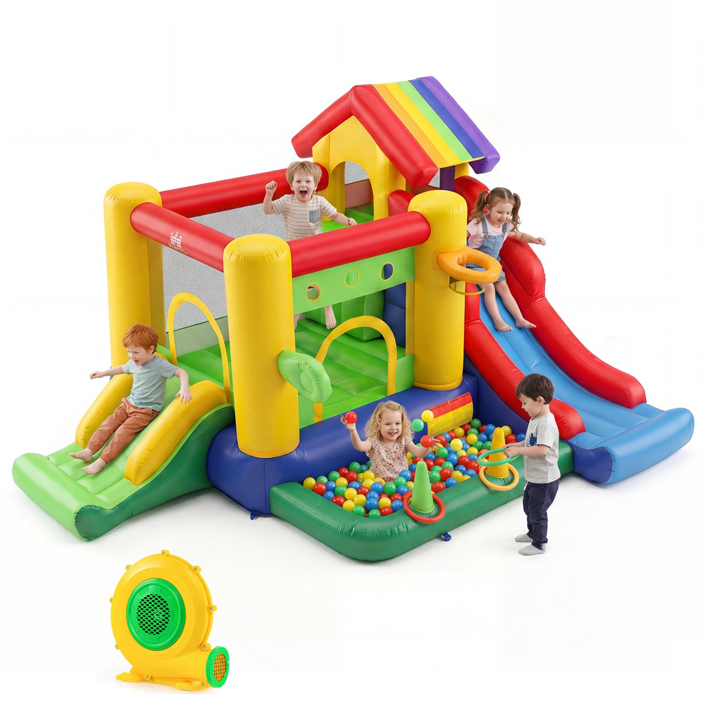 Inflatable Bounce Castle, Double Slides, 735W Blower, Multicolor Bounce House at Gallery Canada