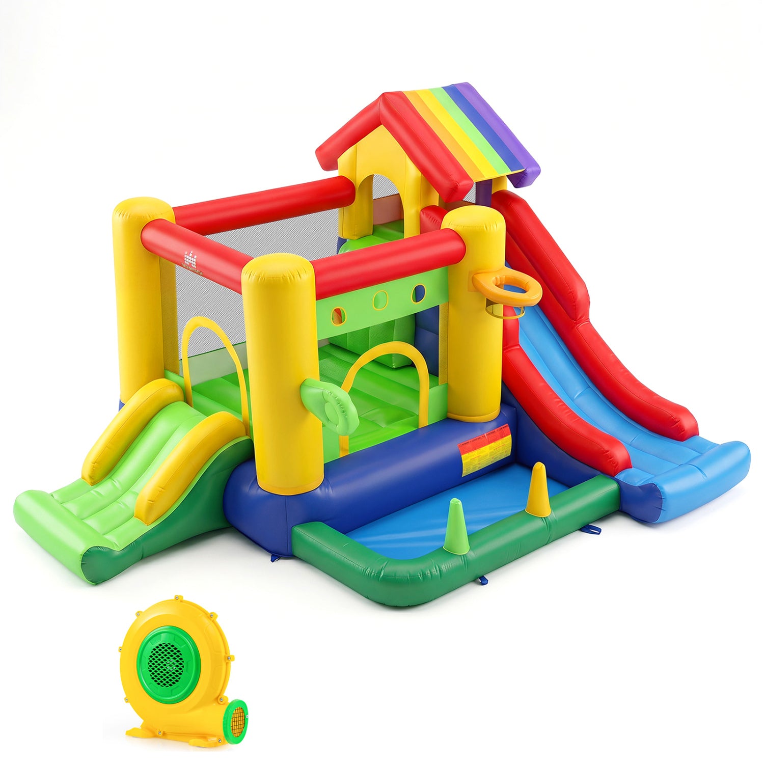 Inflatable Bounce Castle, Double Slides, 735W Blower, Multicolor Bounce House at Gallery Canada
