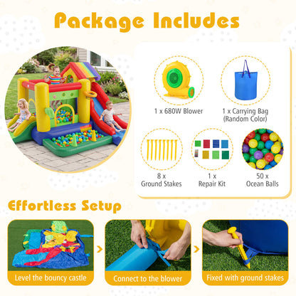 Inflatable Bounce Castle, Double Slides, 735W Blower, Multicolor Bounce House at Gallery Canada