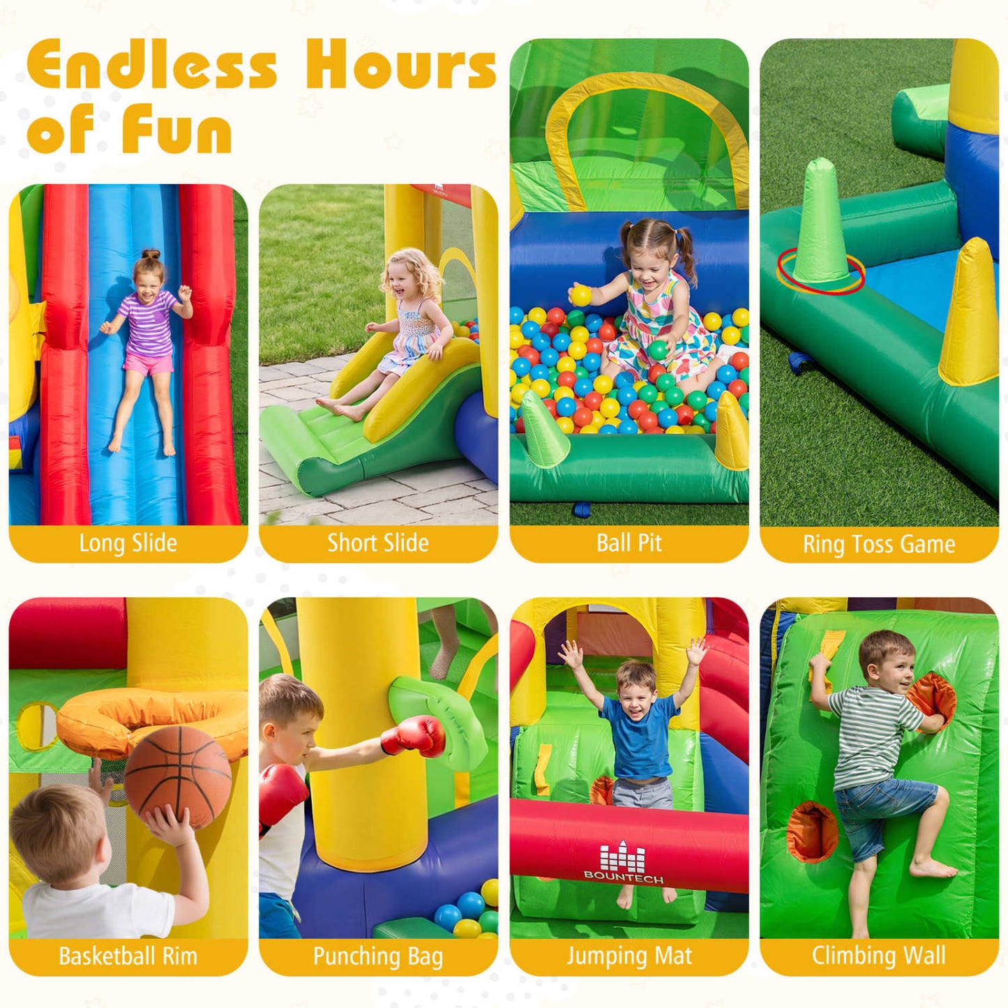 Inflatable Bounce Castle, Double Slides, 735W Blower, Multicolor Bounce House at Gallery Canada