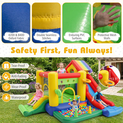 Inflatable Bounce Castle, Double Slides, 735W Blower, Multicolor Bounce House at Gallery Canada