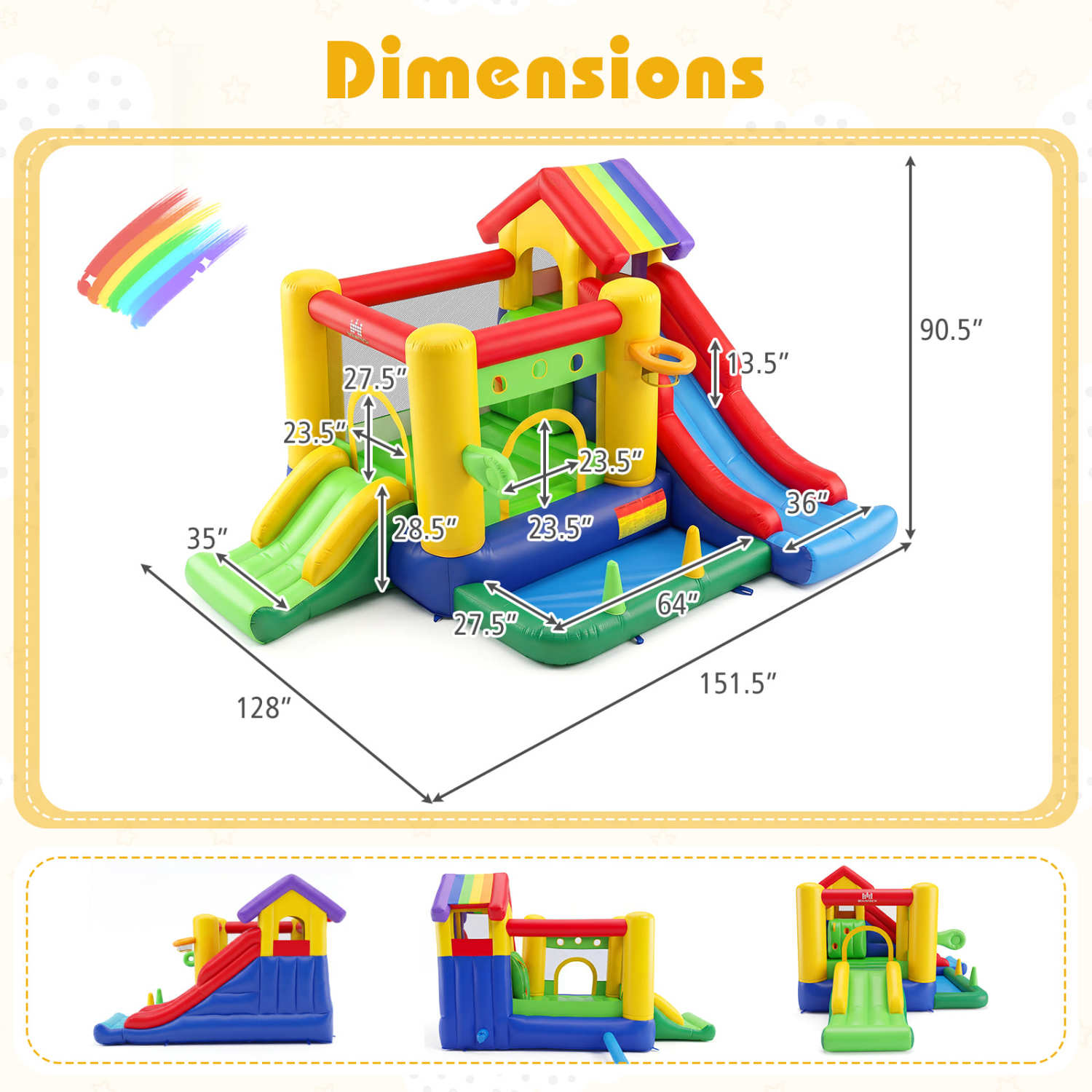 Inflatable Bounce Castle, Double Slides, 735W Blower, Multicolor Bounce House at Gallery Canada