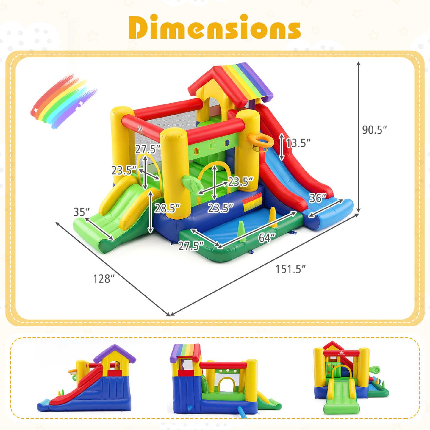 Inflatable Bounce Castle, Double Slides, 735W Blower, Multicolor Bounce House at Gallery Canada