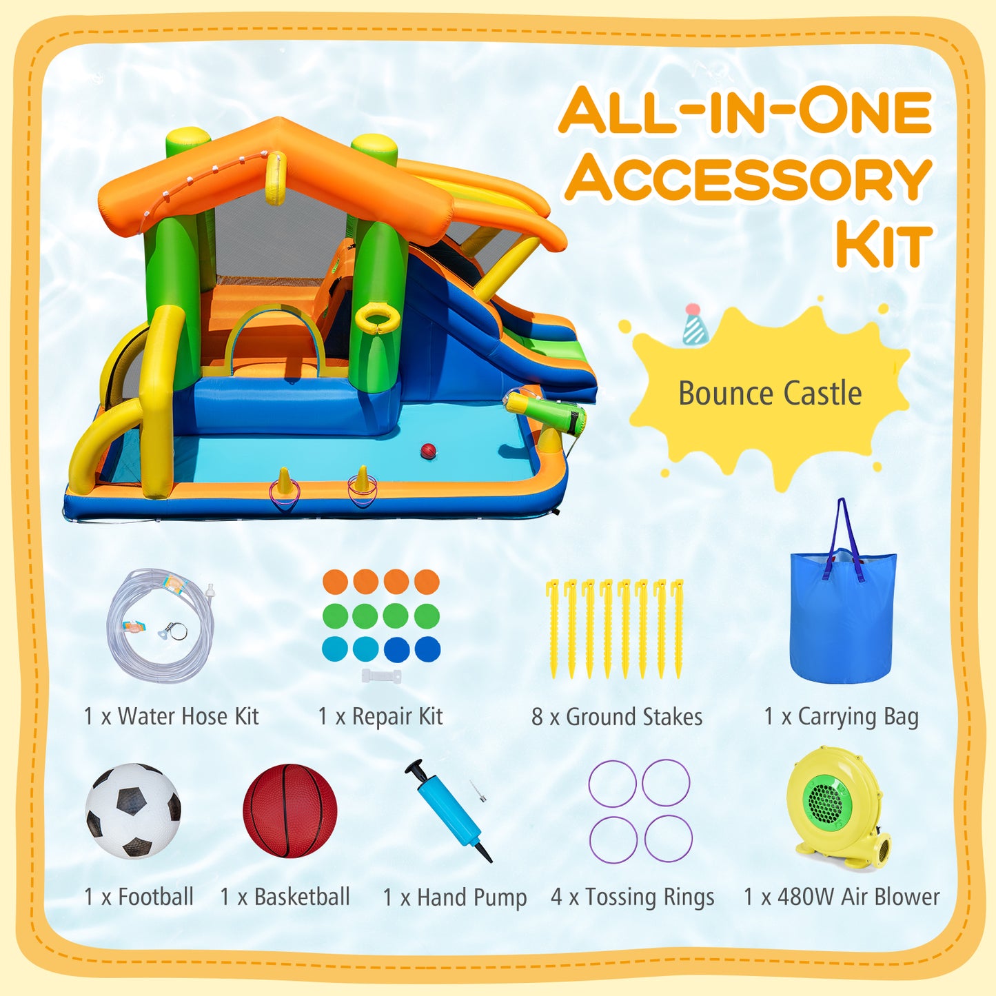 Inflatable Bounce House Water Park with Slide and 480W Blower Inflatable Water Slides at Gallery Canada