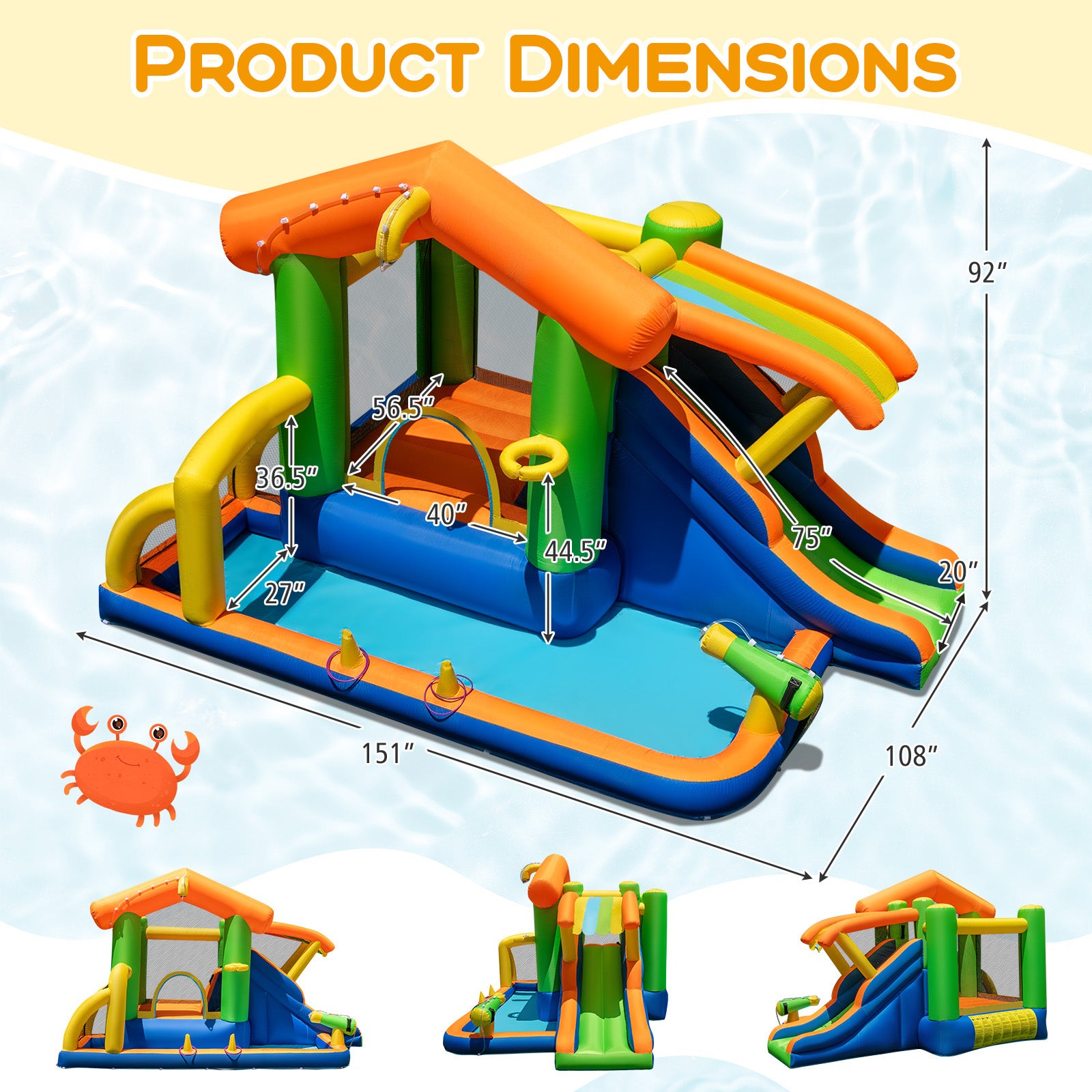 Inflatable Bounce House Water Park with Slide and 480W Blower Inflatable Water Slides at Gallery Canada