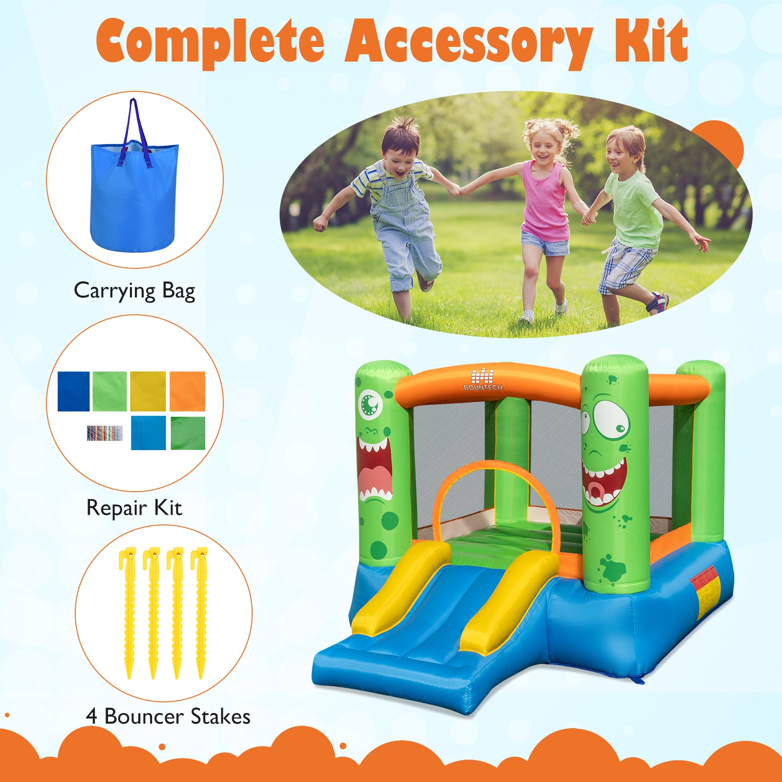 Inflatable Bounce House Monster Themed Bouncy Castle with Large Jumping Area and Slide 550W Blower Included Bounce House at Gallery Canada