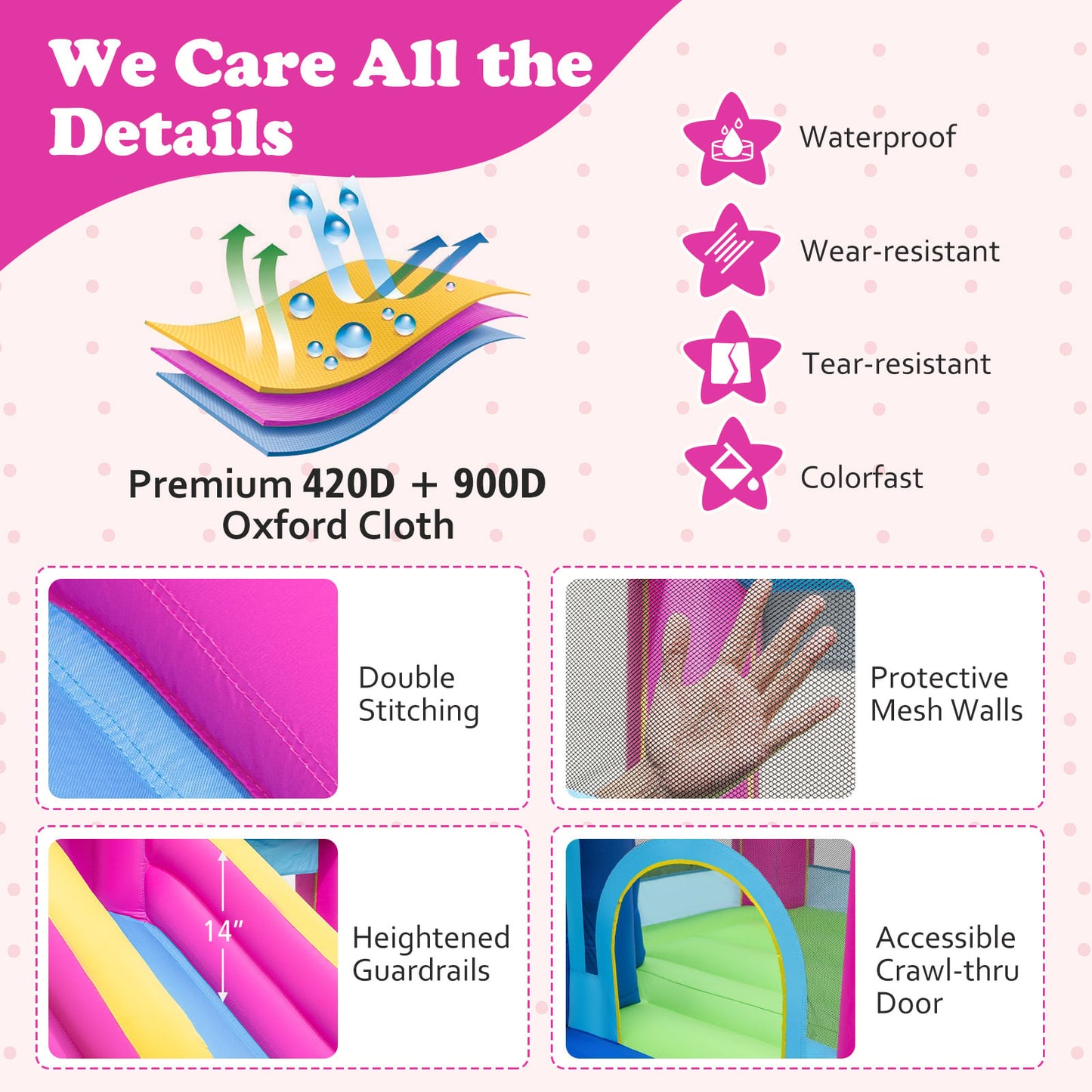 Inflatable Bounce House with Slides and Basketball Hoop (with 680W Blower)