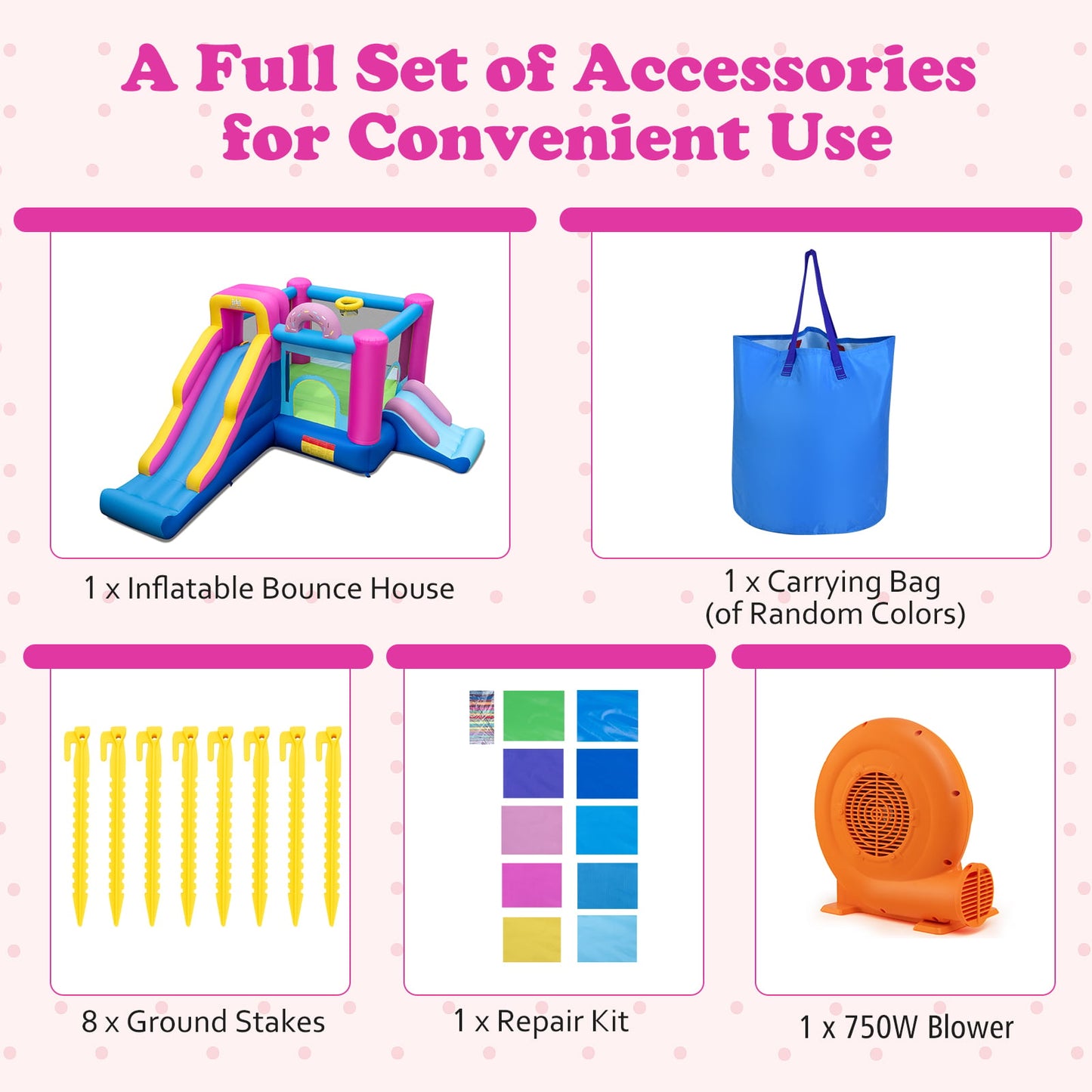 Inflatable Bounce House with Slides and Basketball Hoop (with 750W Blower)