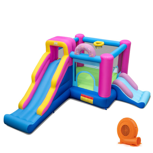 Inflatable Bounce House with Slides and Basketball Hoop (with 750W Blower)