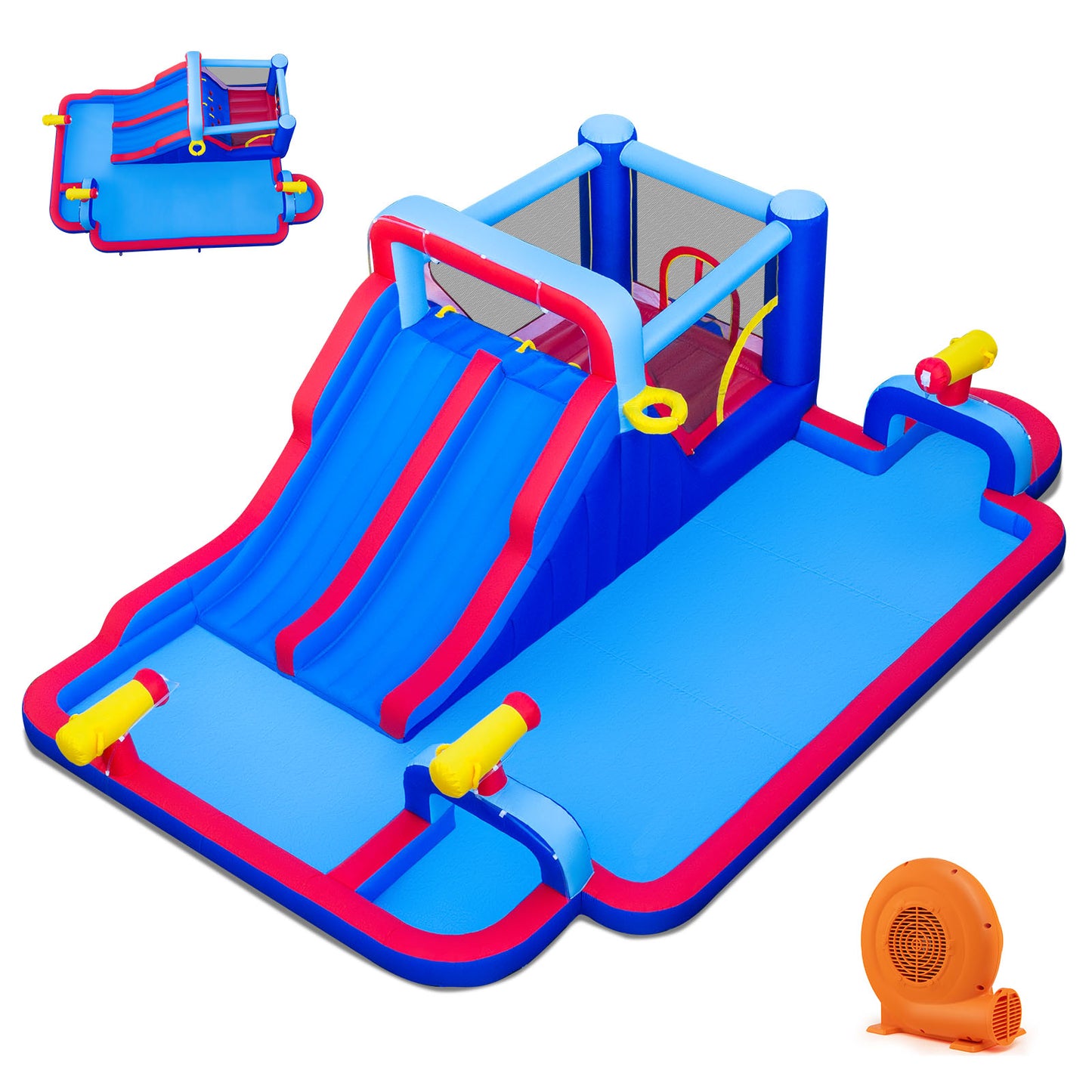 Inflatable Bounce House With 2 Water Slides, 3 Water Cannons, 680W Blower, Blue Bounce House at Gallery Canada