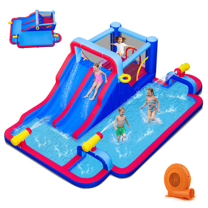 Inflatable Bounce House With 2 Water Slides, 3 Water Cannons, 680W Blower, Blue Bounce House at Gallery Canada