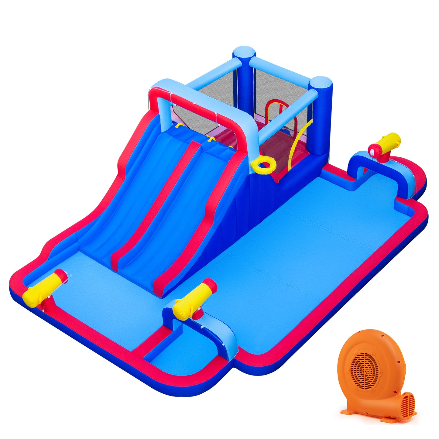 Inflatable Bounce House With 2 Water Slides, 3 Water Cannons, 680W Blower, Blue Bounce House Blue at Gallery Canada