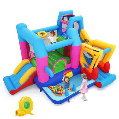 Inflatable Bounce House, 8-in-1 Excavator Kids Bouncer, 780W Blower