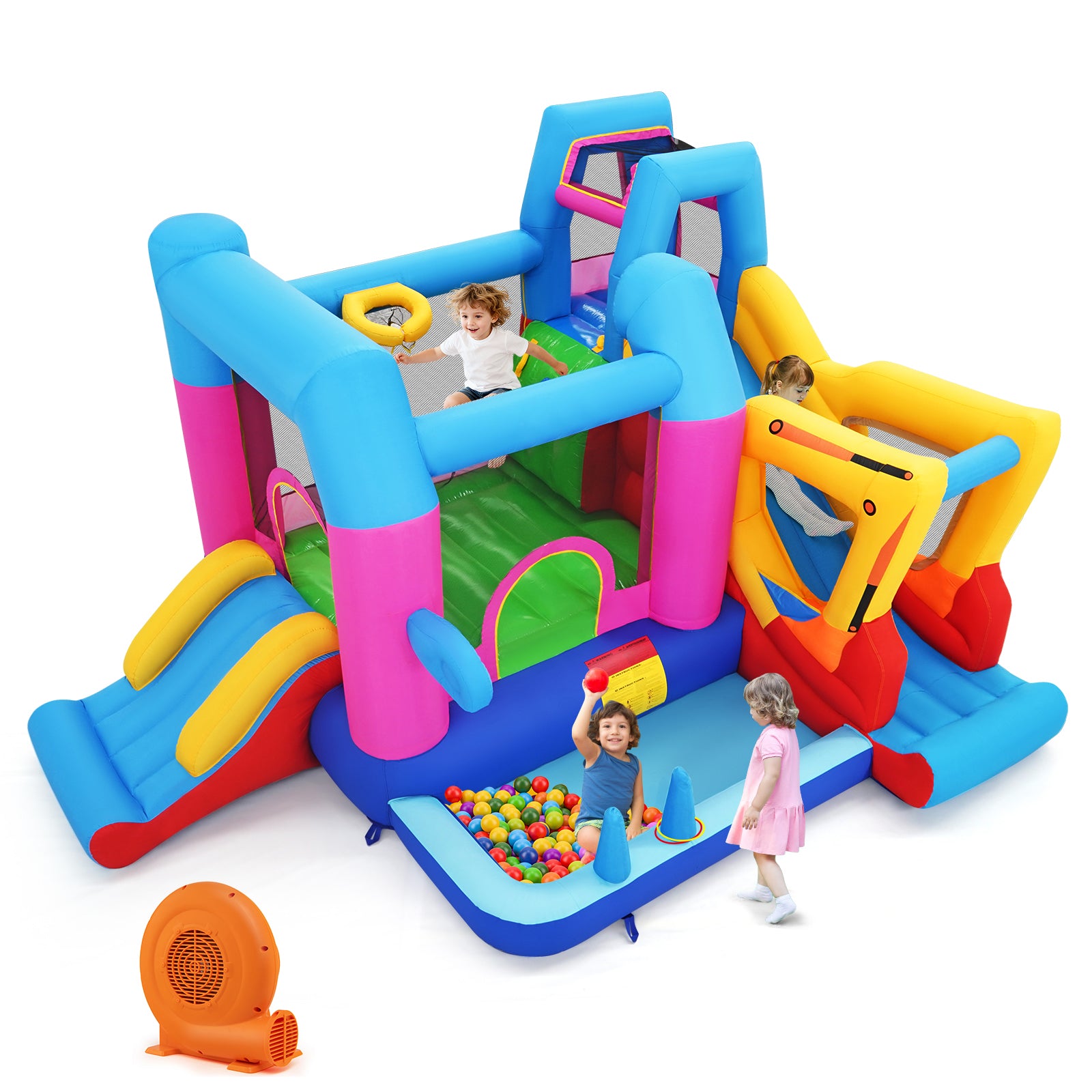 Inflatable Bounce House, 8-in-1 Excavator Kids Bouncer, 750W Blower Inflatable Water Slides Options at Gallery Canada