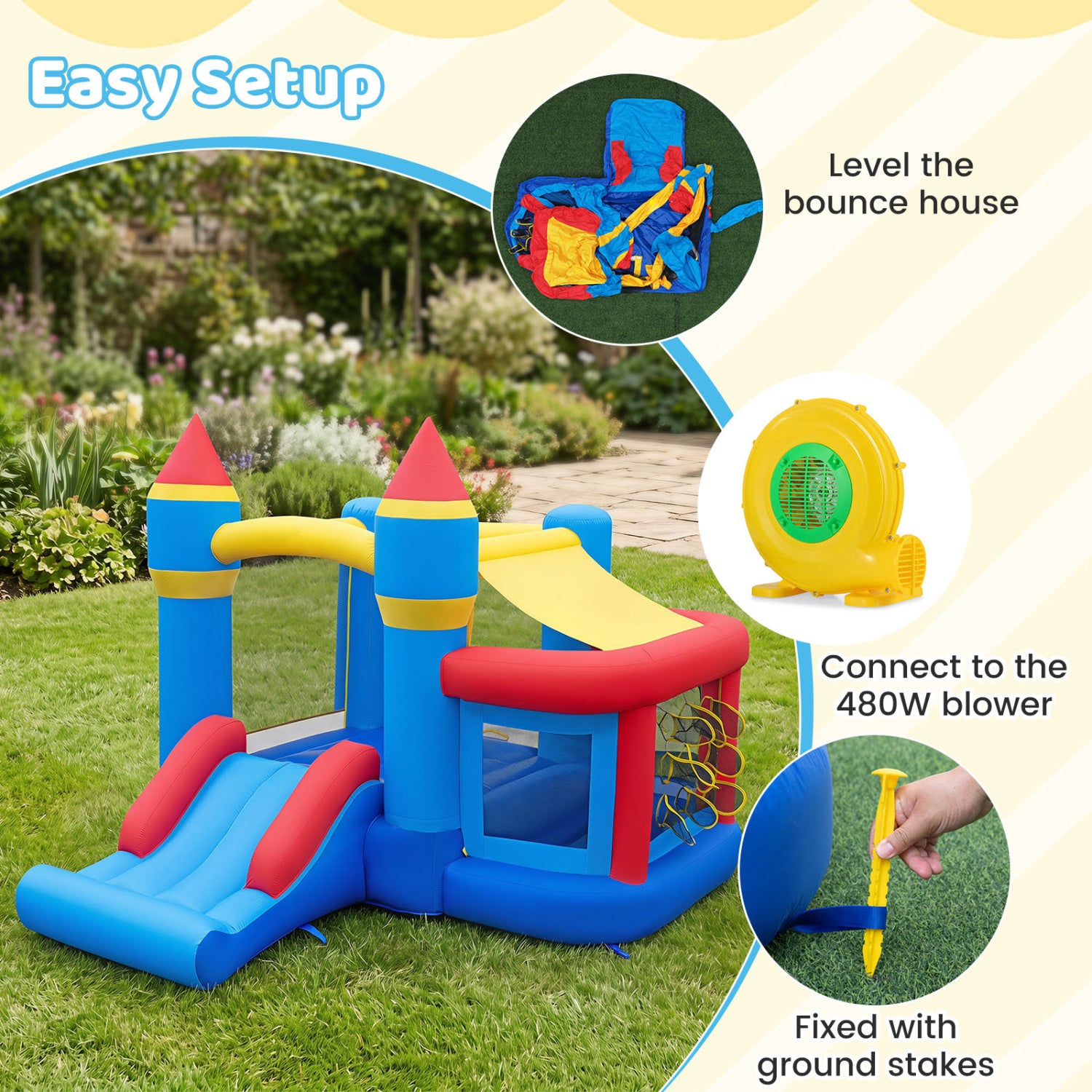 Inflatable Bounce House with Ocean Ball, Basketball for Kids Bounce House at Gallery Canada