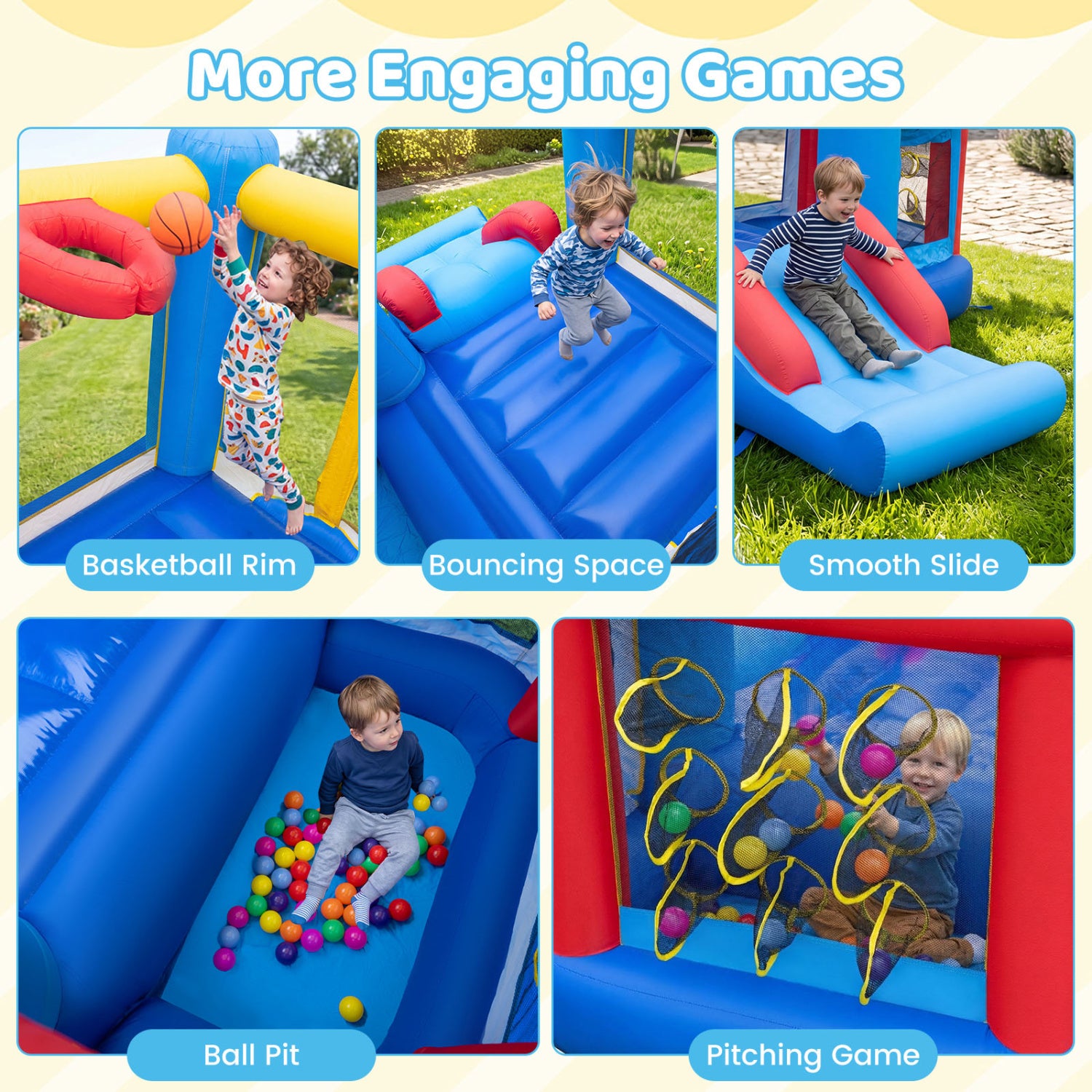 Kids Inflatable Bounce House with Slide, Ball Pit, Games Bounce House at Gallery Canada