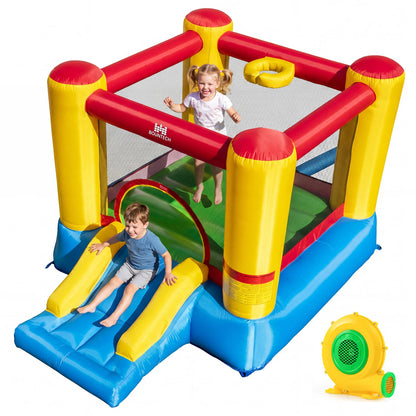 Inflatable Bounce House w/ Basketball Rim, 370W Blower