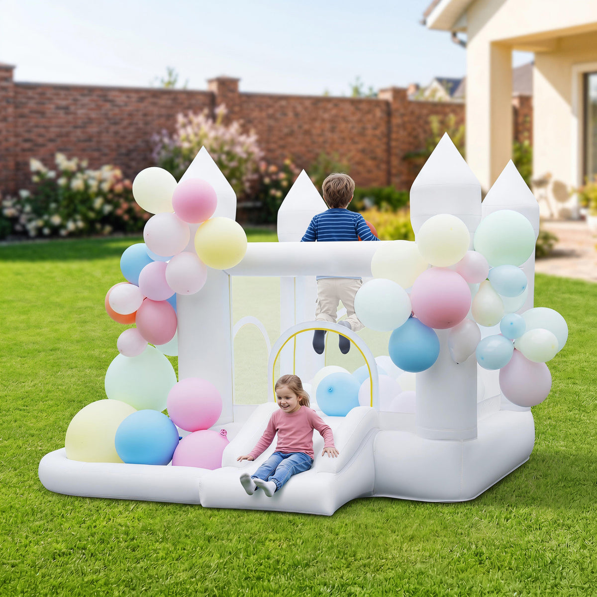 Maison gonflable, zone de saut, panier de basketball, souffleur 370W
