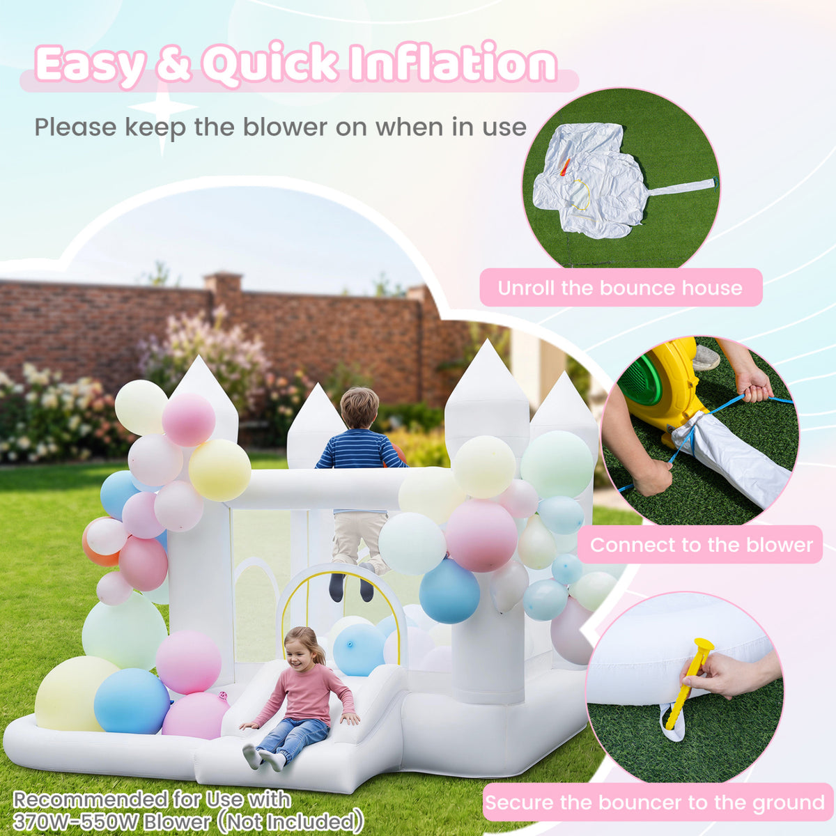 Inflatable Bounce House, Jumping Area, Basketball Hoop, Party