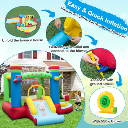 Inflatable Bounce House Kids Castle with 550 Blower