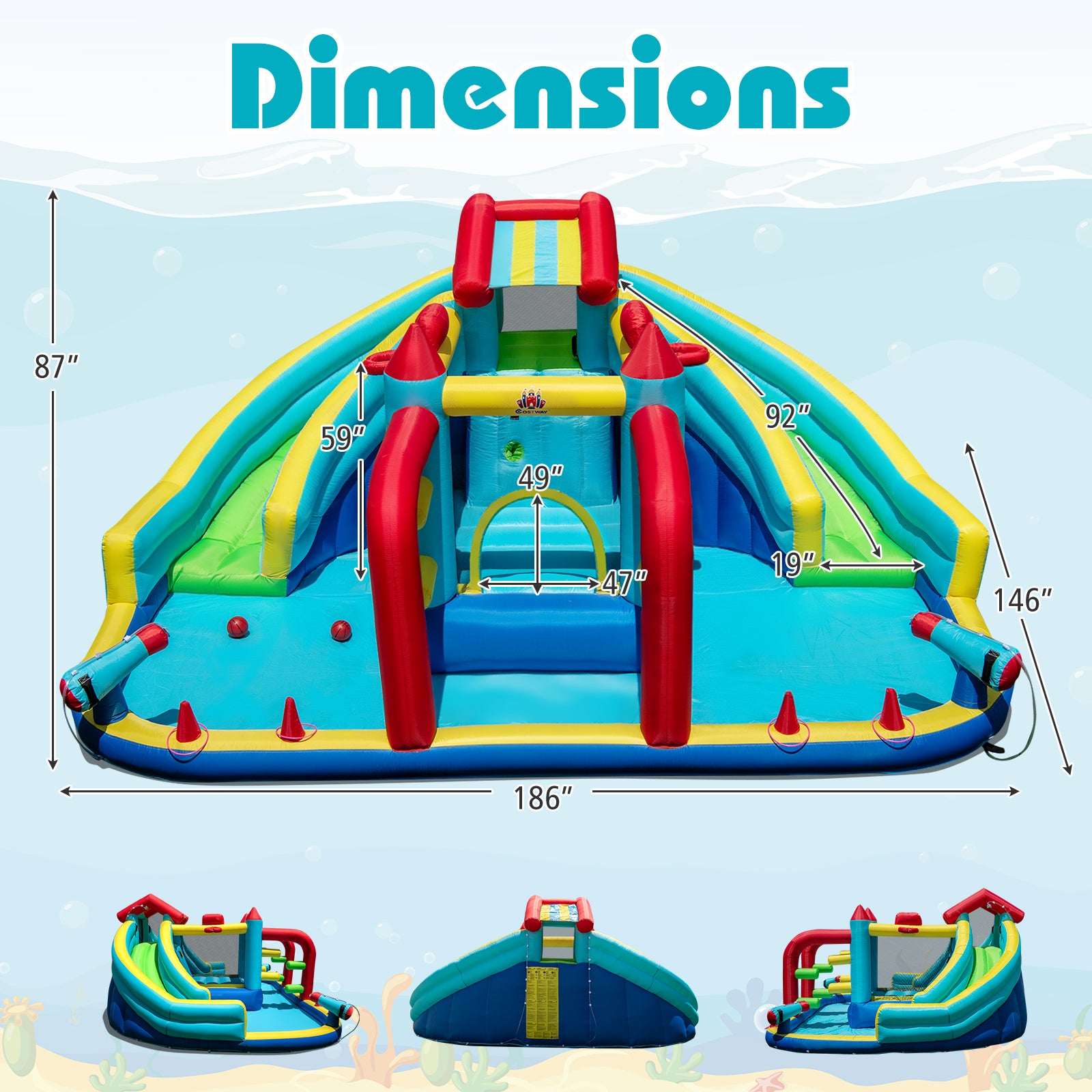 Inflatable Double Water Slide Park with Obstacle Course without 680W-750W Blower Inflatable Water Slides at Gallery Canada