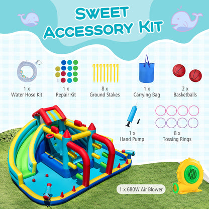 Inflatable Double Water Slide Park with Obstacle Course and 680W Blower Inflatable Water Slides at Gallery Canada