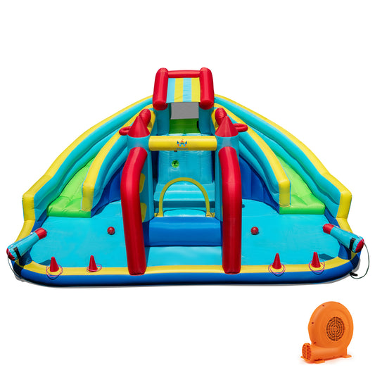 Inflatable Double Water Slide Park With 750W Blower And Obstacle Course Inflatable Water Slides Options at Gallery Canada