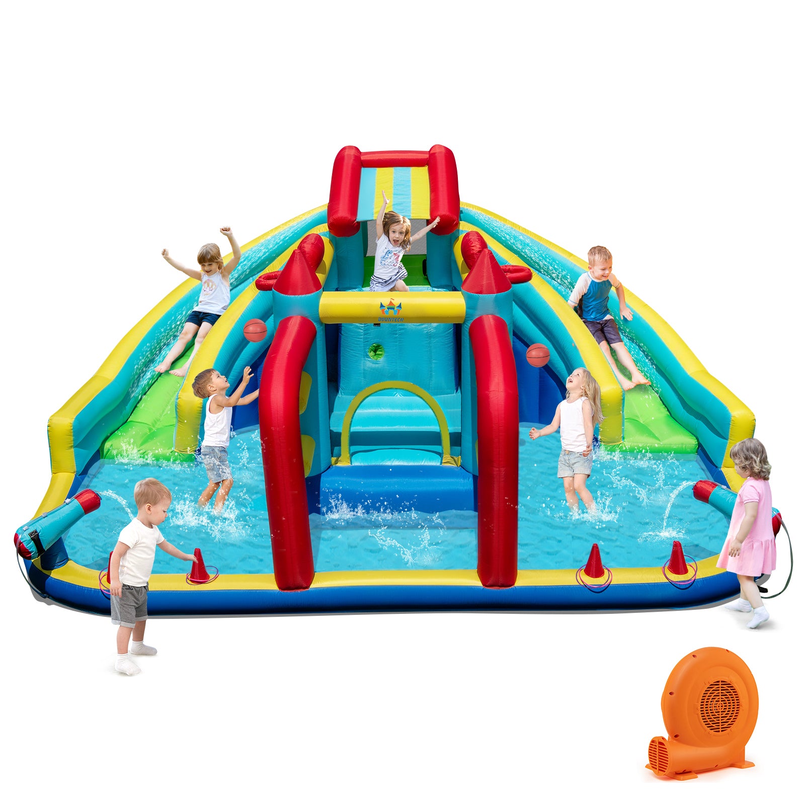 Inflatable Double Water Slide Park with 750W Blower and Obstacle Course Inflatable Water Slides at Gallery Canada
