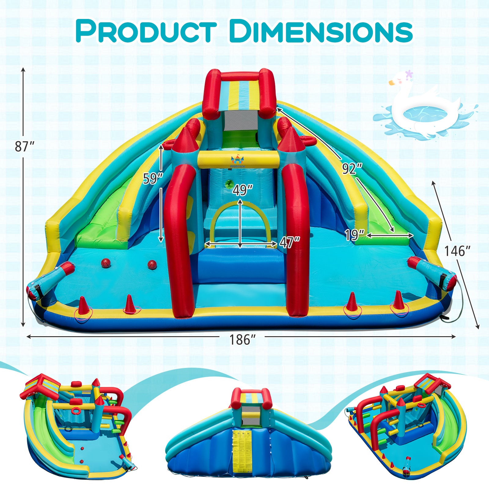 Inflatable Double Water Slide Park with Obstacle Course and 735W Blower Inflatable Water Slides at Gallery Canada
