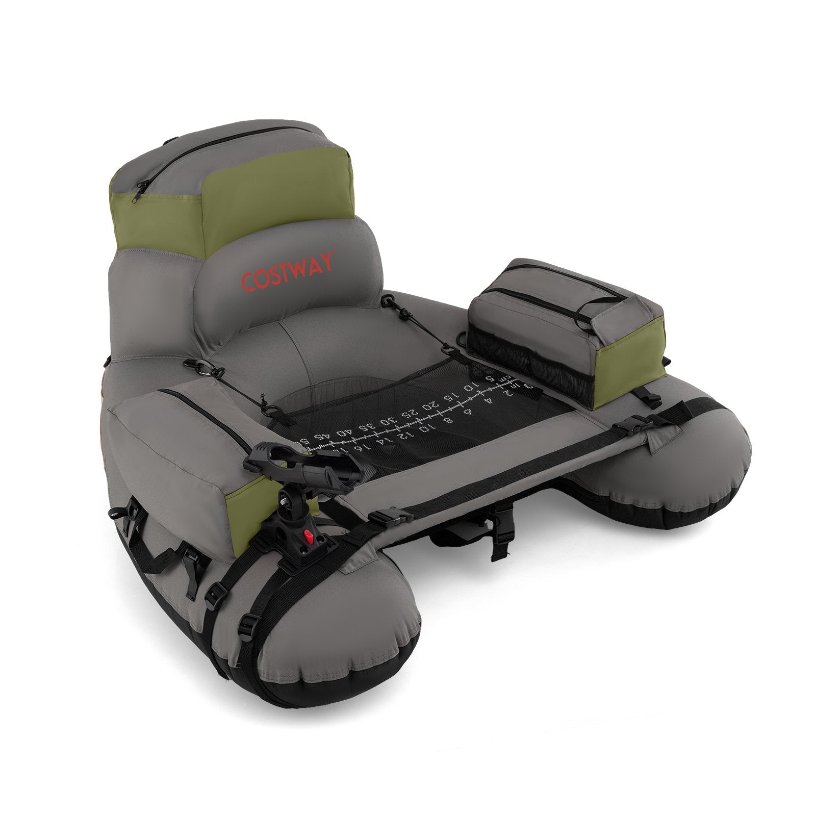 Inflatable Fishing Float Tube with Shoulder Straps and Storage for Angling, Green Water Sports at Gallery Canada