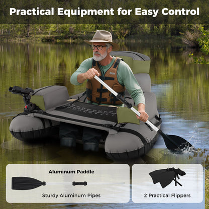 Inflatable Fishing Float Tube with Shoulder Straps and Storage for Angling, Green Water Sports at Gallery Canada