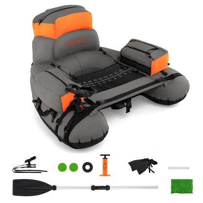 Inflatable Fishing Float Tube with Shoulder Straps and Storage for Angling, Orange Water Sports Orange at Gallery Canada