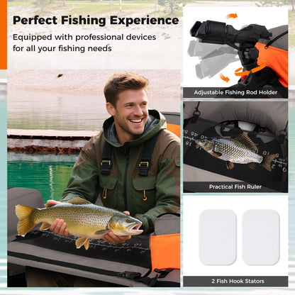 Inflatable Fishing Float Tube with Shoulder Straps and Storage for Angling, Orange Water Sports at Gallery Canada