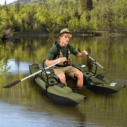 Inflatable Fishing Float Tube with Foldable Padded Seat and Adjustable Footrest, Green Water Sports Green at Gallery Canada