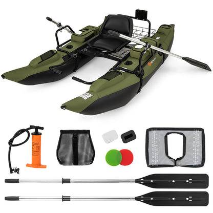 Inflatable Fishing Float Tube with Foldable Padded Seat and Adjustable Footrest, Green Water Sports at Gallery Canada