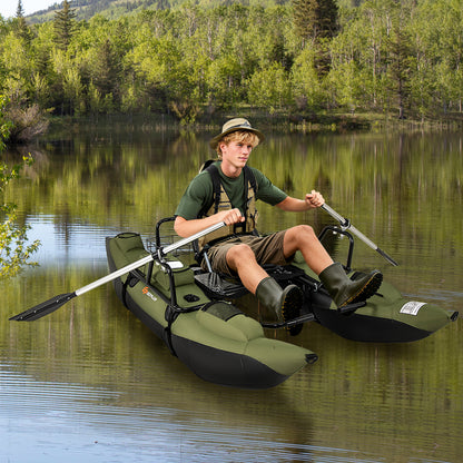 Inflatable Fishing Float Tube, Foldable Padded Seat, Adjustable Footrest, Green Water Sports at Gallery Canada