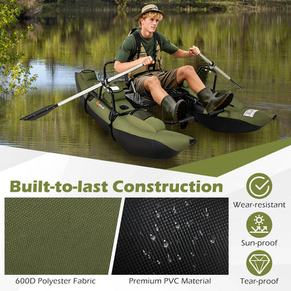 Inflatable Fishing Float Tube, Foldable Padded Seat, Adjustable Footrest, Green Water Sports at Gallery Canada
