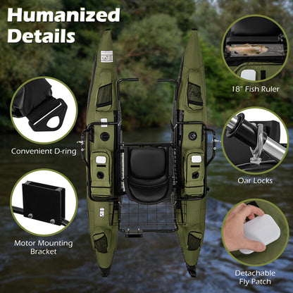 Inflatable Fishing Float Tube, Foldable Padded Seat, Adjustable Footrest, Green Water Sports at Gallery Canada