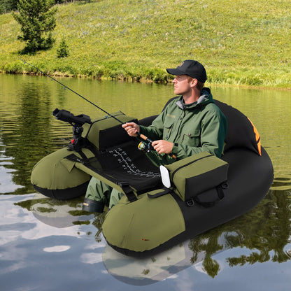 Inflatable Float Tube with Adjustable Fishing Rod Holder and Fish Hook Stator, Green Water Sports at Gallery Canada