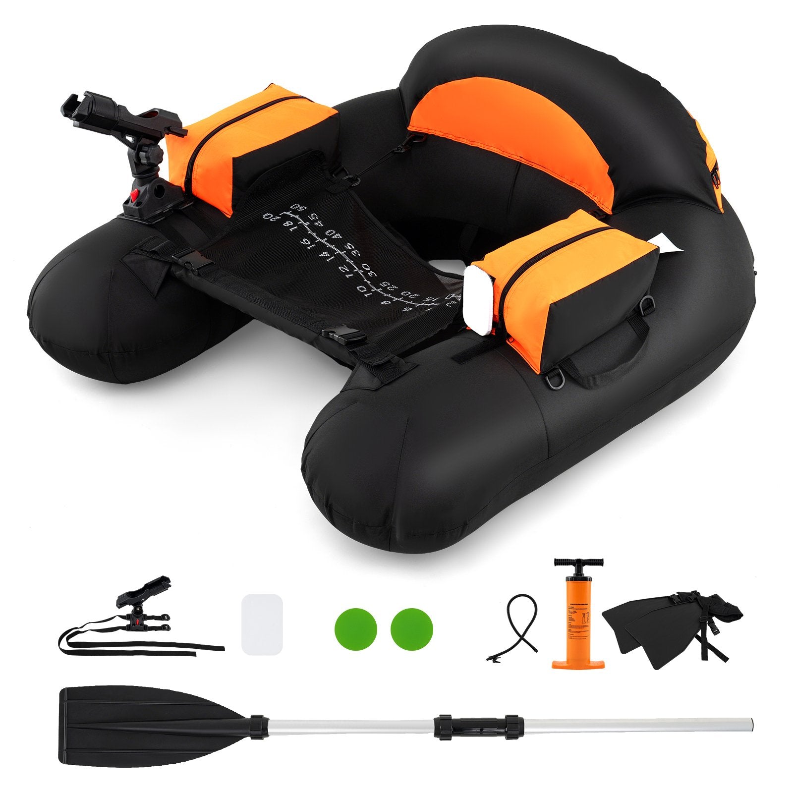 Inflatable Float Tube with Adjustable Fishing Rod Holder and Fish Hook Stator, Orange Water Sports at Gallery Canada
