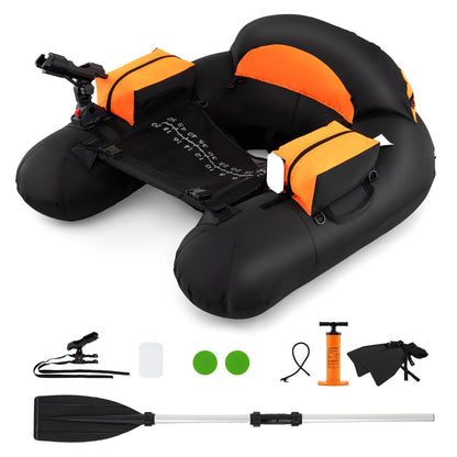 Inflatable Float Tube with Adjustable Fishing Rod Holder and Fish Hook Stator, Orange Water Sports at Gallery Canada