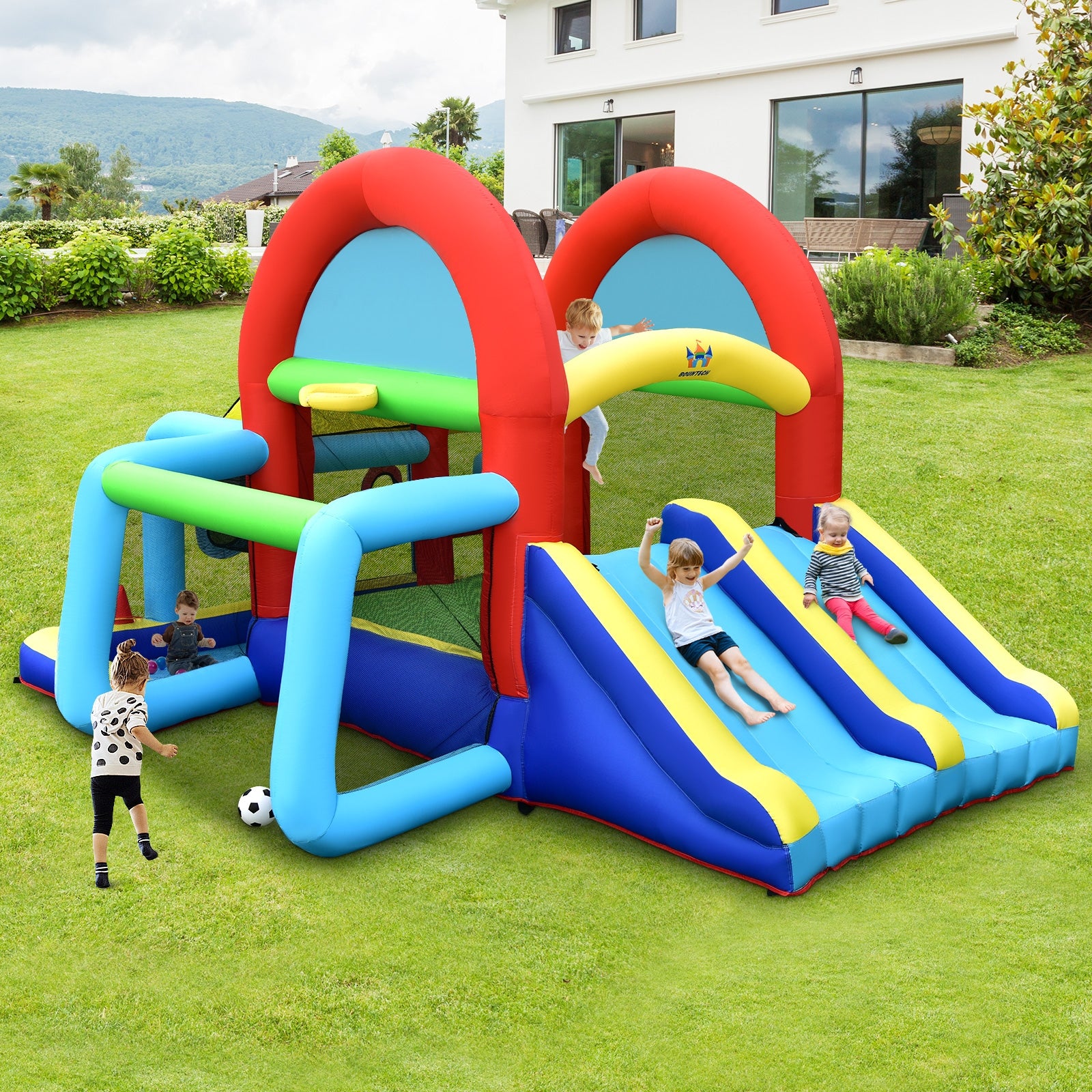 Inflatable Jumping Castle Bounce House, Dual Slides, 480W Blower Bounce House at Gallery Canada