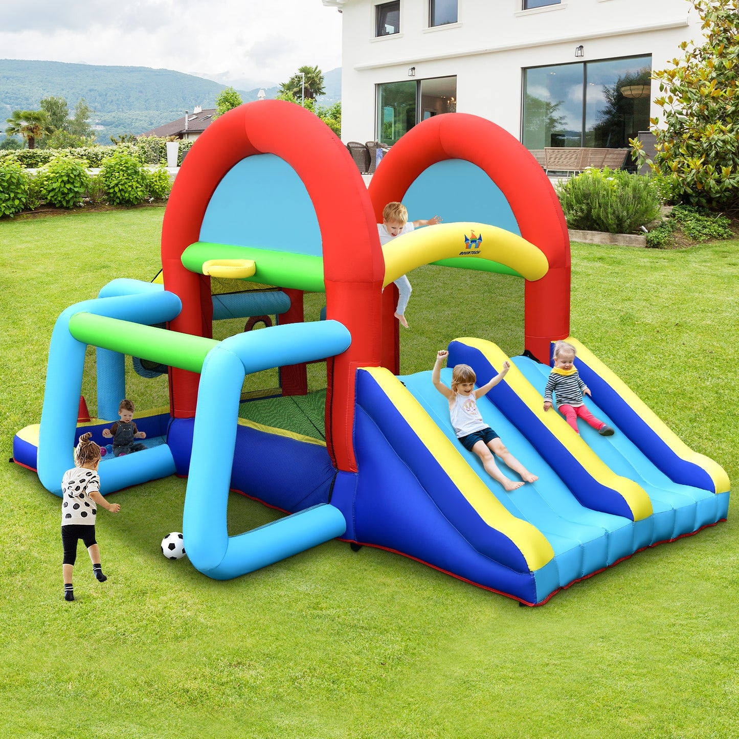 Inflatable Jumping Castle Bounce House, Dual Slides, 480W Blower Bounce House at Gallery Canada