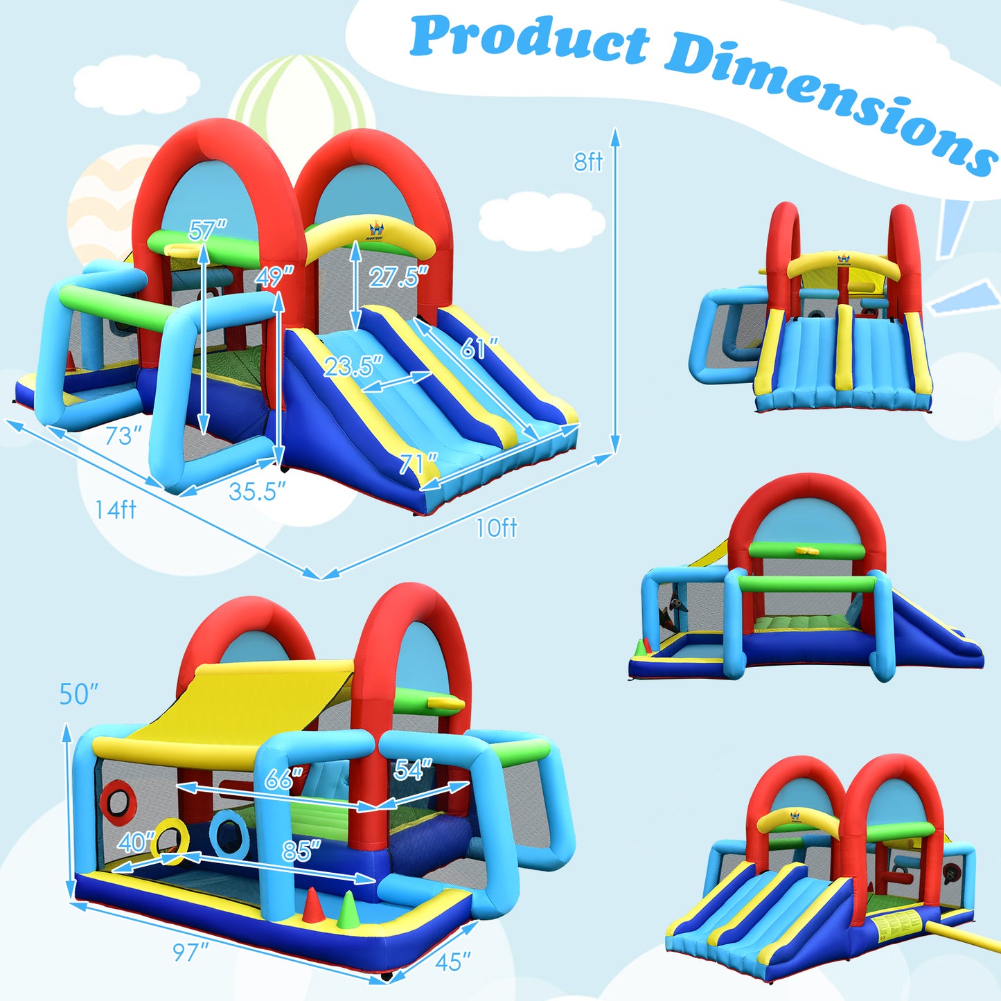 Inflatable Jumping Castle Bounce House, Dual Slides, 480W Blower Bounce House at Gallery Canada