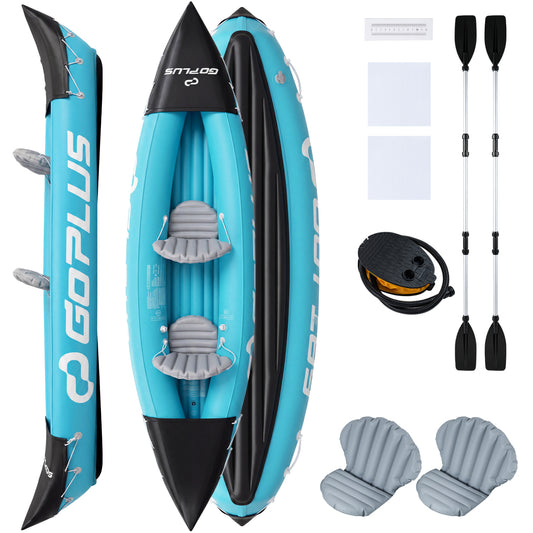 Inflatable Kayak 2 Person Heavy Duty Tandem Touring Kayak with Aluminum Paddles, Blue Water Sports Blue at Gallery Canada