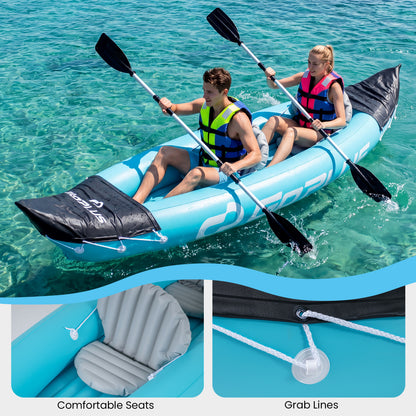 Inflatable Kayak 2 Person Heavy Duty Tandem Touring Kayak with Aluminum Paddles, Blue Water Sports at Gallery Canada