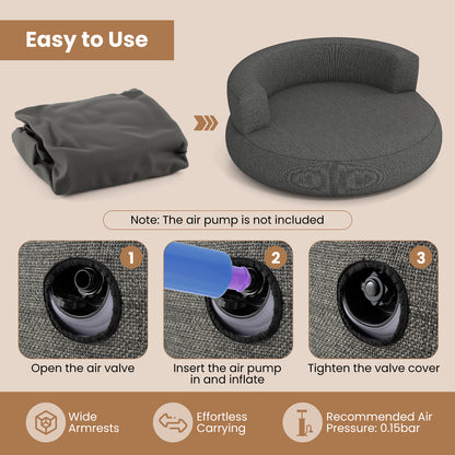 Inflatable Lounger Air Sofa with Detachable Cover, Gray